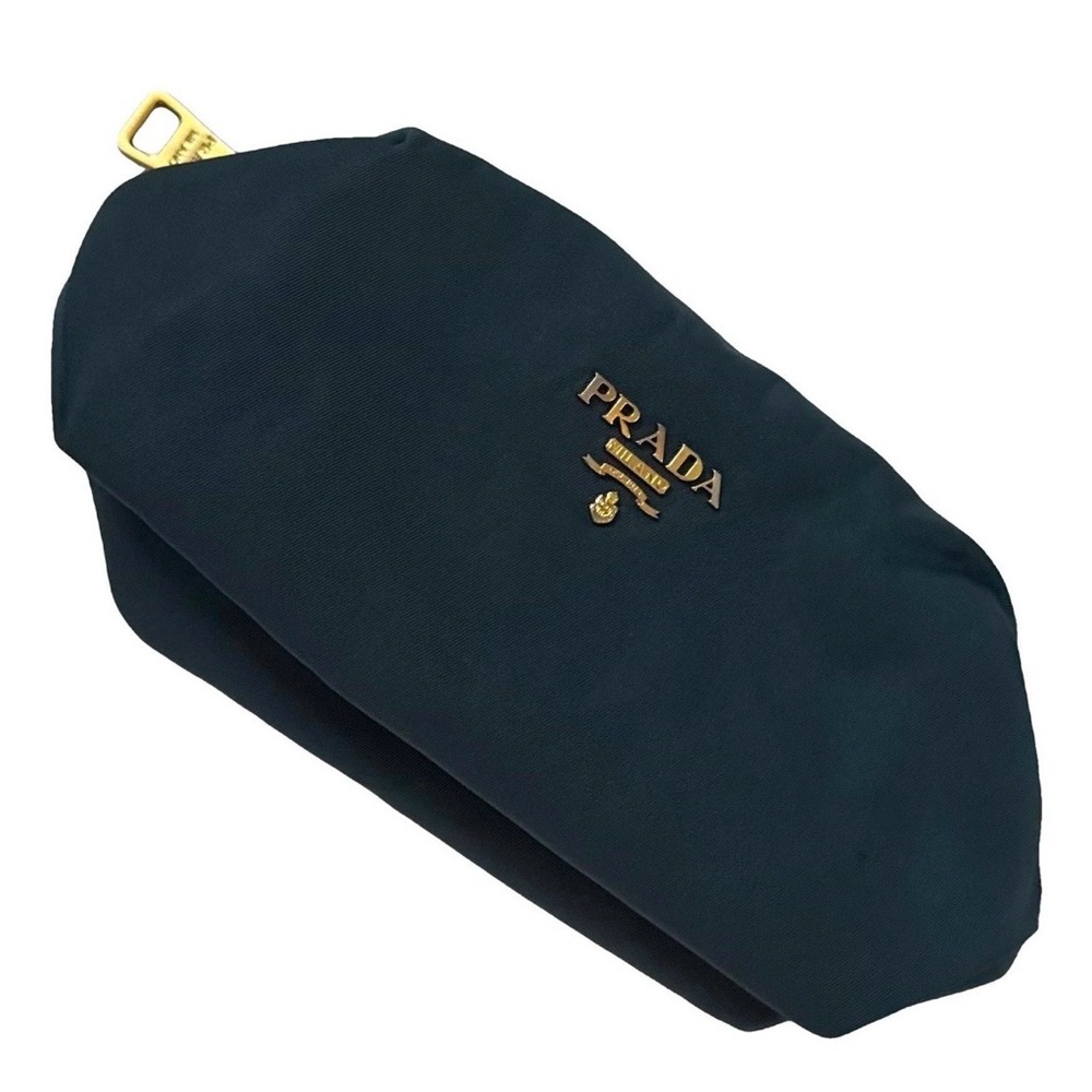 Prada AUTHENTIC Teal Blue Nylon Logo Pouch Cosmetic Case Makeup Bag